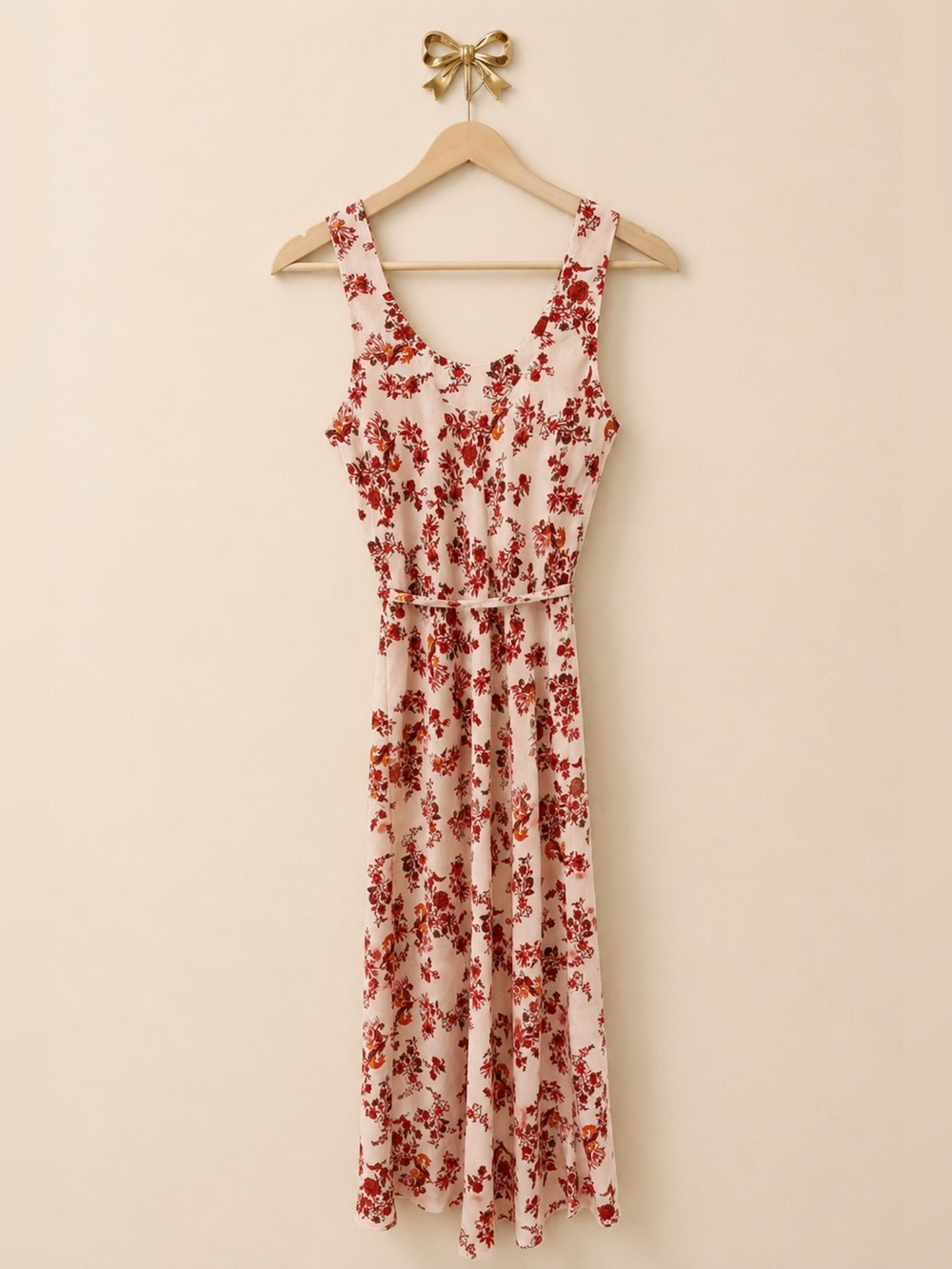 INC International Concepts Blush Floral Tie-Waist Midi Dress